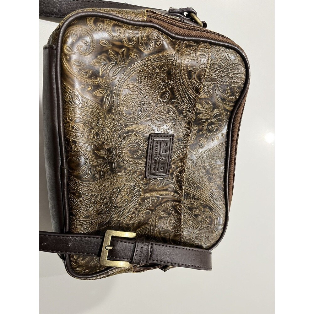 Relic by Fossil Vintage Tooled Paisley Crossbody Bag Brown (DAMAGED STRAP - READ